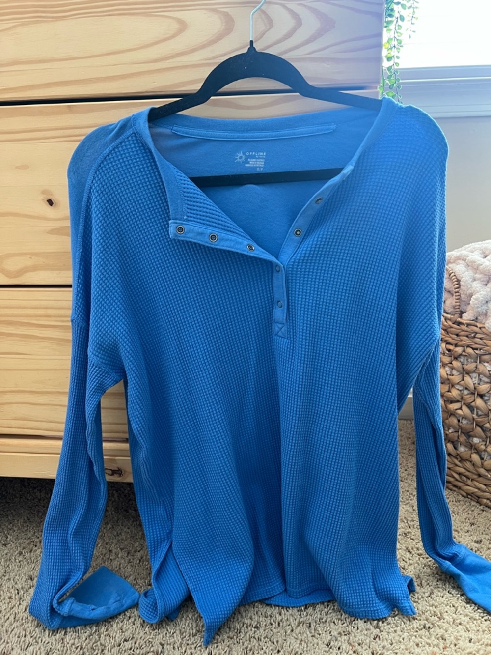 Blue Waffle Knit Aerie Top
